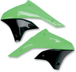 UFO Radiator Scoops - Kawasaki KLX450 2008-18 - Green