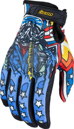 Icon Hooligan CE Flyboy Gloves - Black Blue Red White