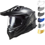 LS2 MX701 Explorer Carbon Solid Dual Sport Motorcycle Helmet & Visor