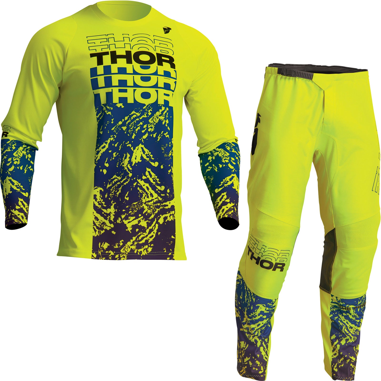 Thor Sector Atlas 2023 Youth Motocross Jersey Pants Acid Blue Kit