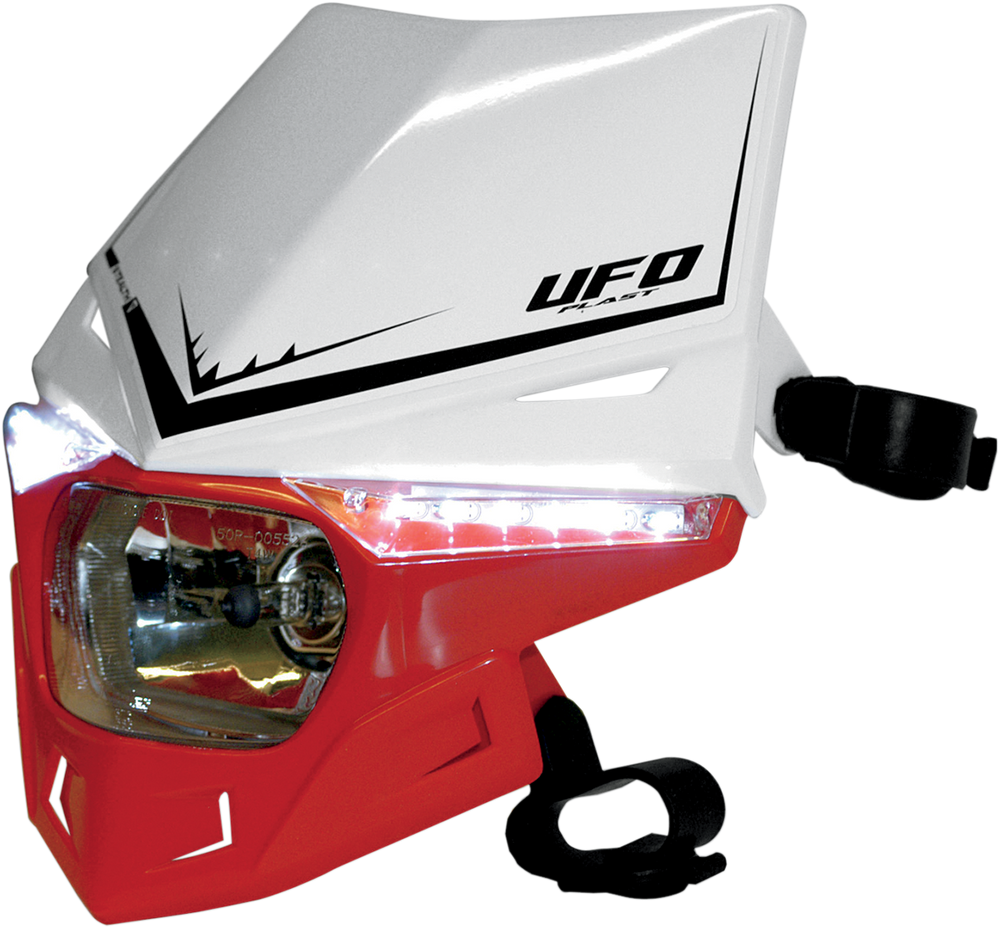 UFO Stealth 12V Headlight With LED Side Lights - White/ Red