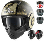 Shark Drak Evok Open Face Motorcycle Helmet with Goggle & Mask Kit