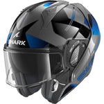 Shark Evo-GT Tekline Black Anthracite Blue Flip Front Motorcycle Helmet & Visor