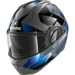 Shark Evo-GT Tekline Black Anthracite Blue Flip Front Motorcycle Helmet & Visor