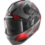 Shark Evo-GT Tekline Matt Black Anthracite Red Flip Front Motorcycle Helmet & Visor