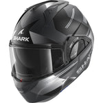 Shark Evo-GT Tekline Matt Black Anthracite Silver Flip Front Motorcycle Helmet & Visor