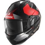 Shark Evo-GT Tekline Matt Black Red Flip Front Motorcycle Helmet & Visor