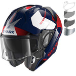 Shark Evo-GT Tekline Black Anthracite Red Flip Front Motorcycle Helmet & Visor