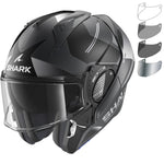 Shark Evo-GT Tekline Matt Black Anthracite Silver Flip Front Motorcycle Helmet & Visor