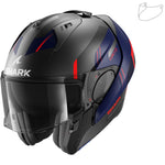 Shark Evo-ES Kryd Matt Anthracite Blue Red Flip Front Motorcycle Helmet & Visor