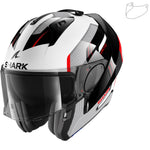 Shark Evo-ES Kryd White Black Red Flip Front Motorcycle Helmet & Visor