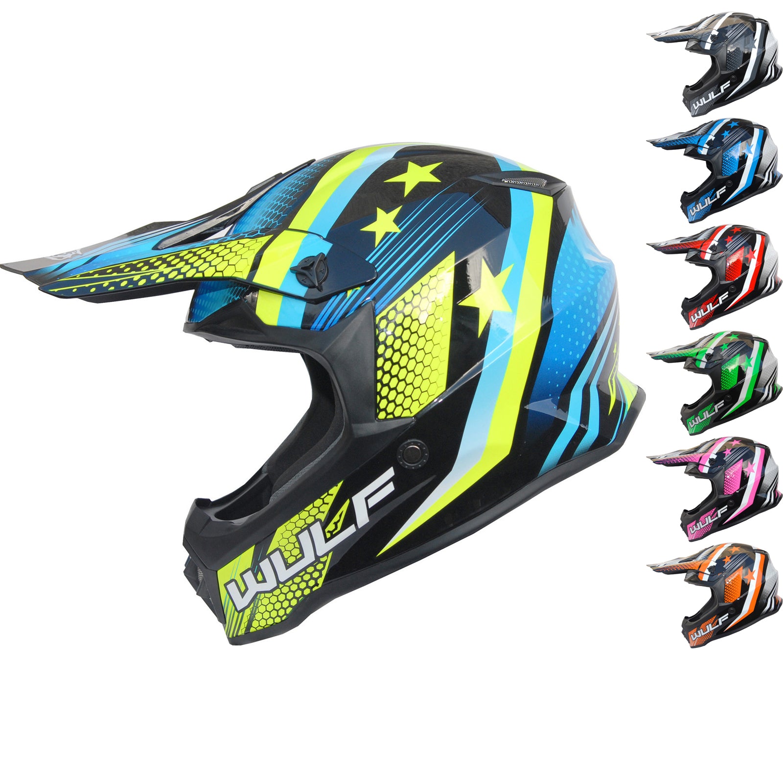 Wulfsport Iconic Youth Motocross Helmet Blue 47 48cm S