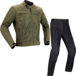 Richa Airsummer Motorcycle Jacket & Trousers Olive Green Black Kit