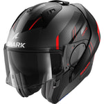 Shark Evo-ES Kryd Matt Anthracite Black Red Flip Front Motorcycle Helmet & Visor