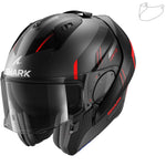 Shark Evo-ES Kryd Matt Anthracite Black Red Flip Front Motorcycle Helmet & Visor