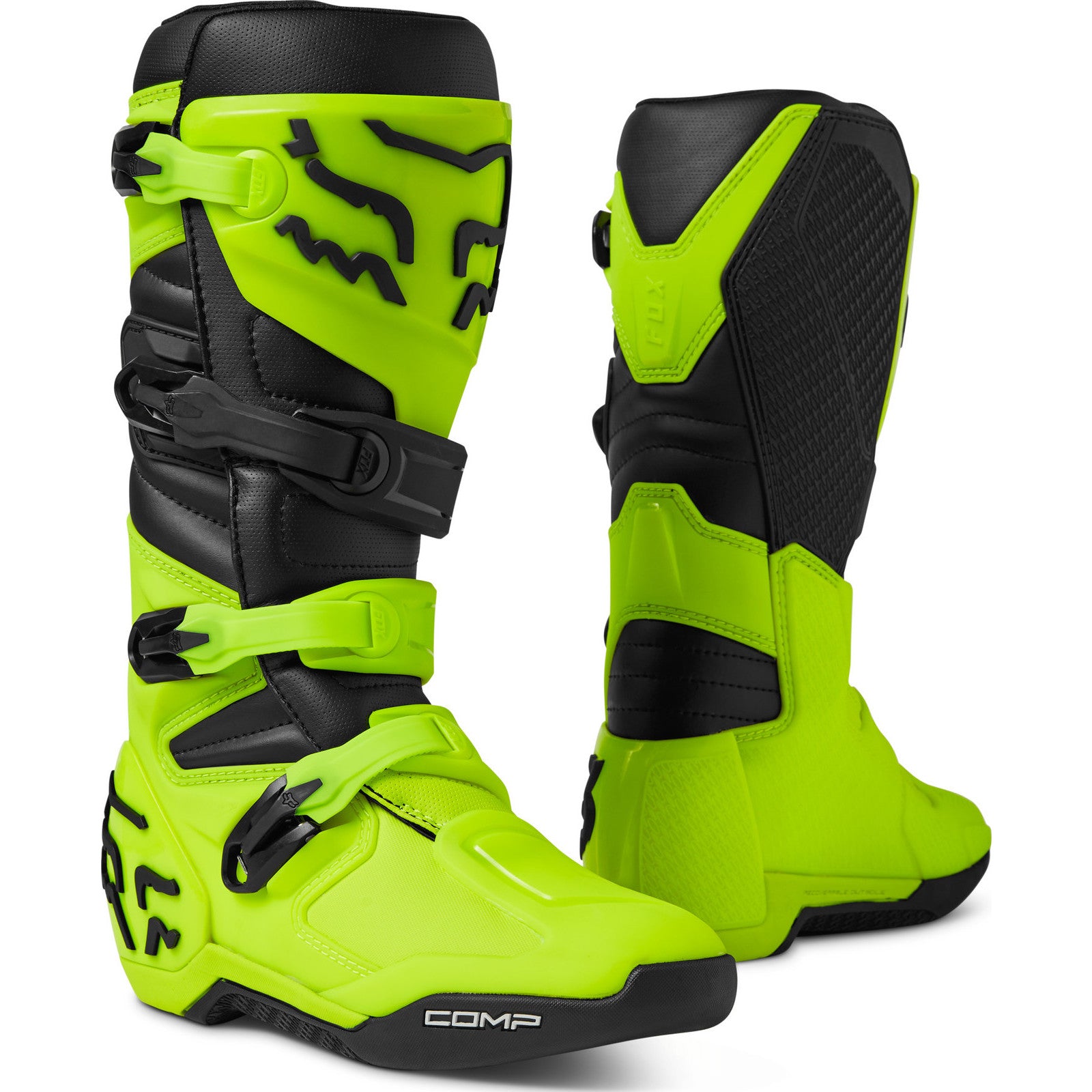 Fox Racing 2023 Comp Flo Yellow Motocross Boots Ghostbikes