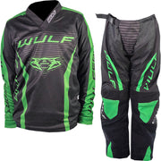 Wulfsport 2023 Kids Linear Motocross Jersey & Pants Green Kit