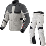 Rev It Poseidon 3 Gore-Tex Motorcycle Jacket & Trousers Silver Anthracite-Silver Black Kit