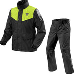 Rev It Nitric 4 H2O Motorcycle Rain Jacket & Trousers Black Neon Yellow-Black Kit