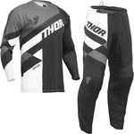 Thor Sector Checker 2024 Youth Motocross Jersey & Pants Charcoal Black Grey Kit