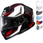 Shoei Neotec 3 Grasp Flip Front Motorcycle Helmet & Visor - Black White Red