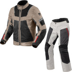 Rev It Tornado 4 H2O Motorcycle Jacket & Trousers Sand Black-Silver Black Kit