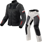 Rev It Tornado 4 H2O Ladies Motorcycle Jacket & Trousers Black Anthracite-Silver Black Kit