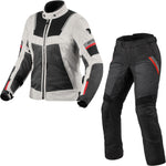 Rev It Tornado 4 H2O Ladies Motorcycle Jacket & Trousers Silver Black-Black Kit