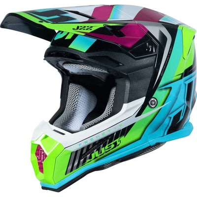 Just1 J22 Frenetik Motocross Helmet - Neon Fluo Lime Black