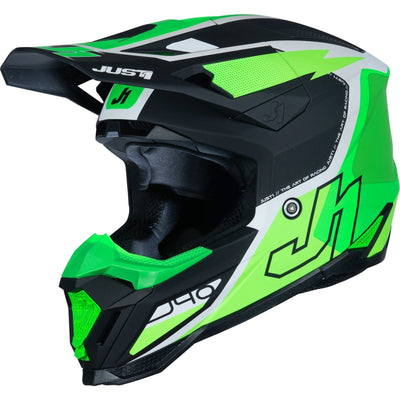 Just1 J40 Flash Motocross Helmet - Matt Fluo Green White Black