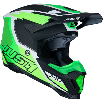 Just1 J40 Flash Motocross Helmet - Matt Fluo Green White Black