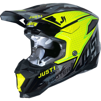 Just1 J40 Shooter Motocross Helmet - Camo Fluo Yellow Black