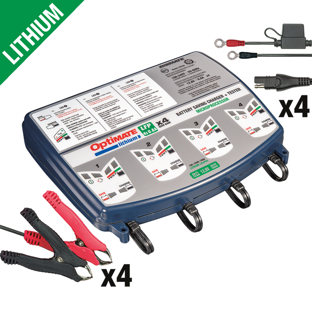 TecMate Optimate Lithium4S 0.8a Quad Bank Battery Charger