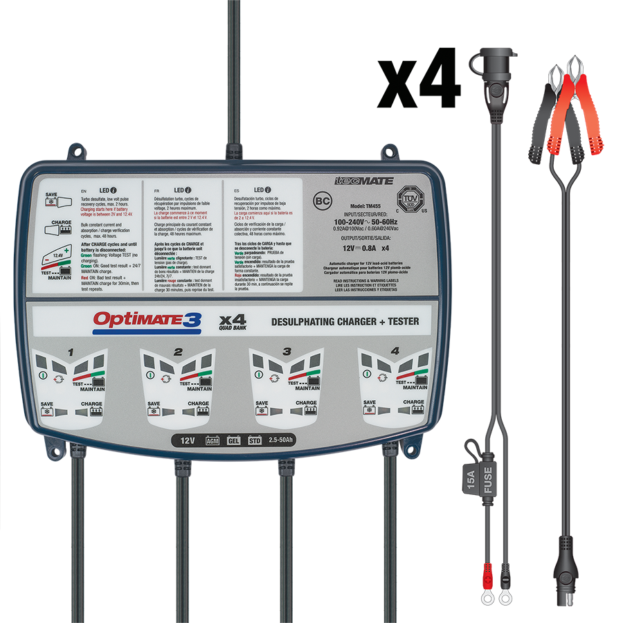 TecMate Optimate 3 X 4 Bank Battery Charger