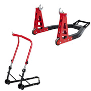 Black Pro Range Front Height Adjustable Head Stand & Heavy Duty Aluminium Rear Paddock Stand (B5065 & B5066)