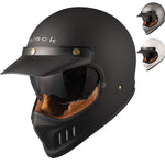 Black Royale Solid Retro Motorcycle Helmet