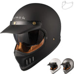 Black Royale Solid Retro Motorcycle Helmet & Visor