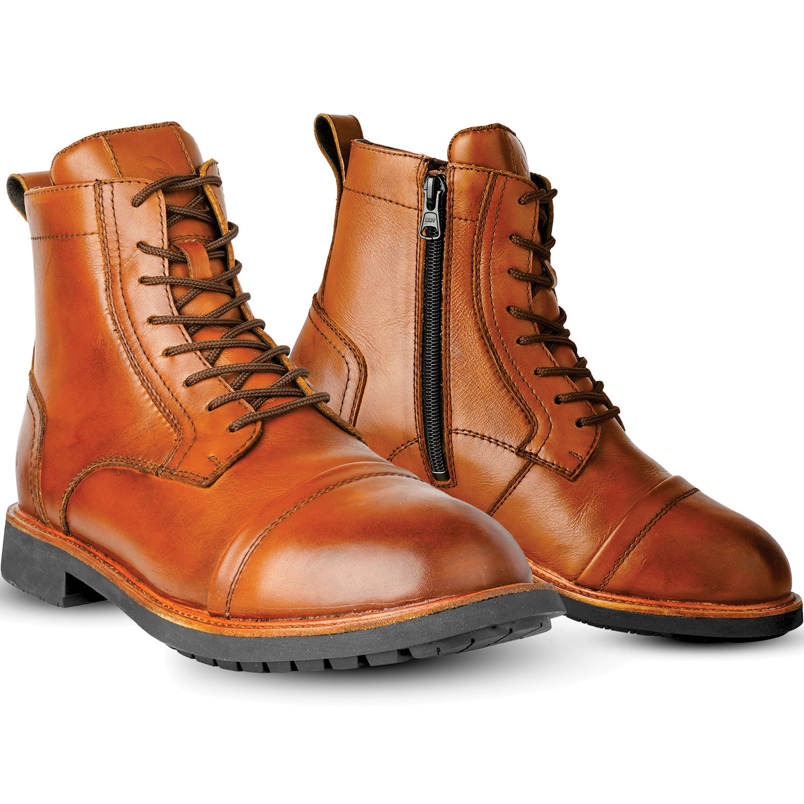 Brown leather motorbike boots best sale