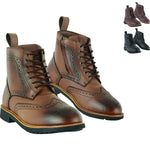 Black Officer  Brogue Motorcycle Boots