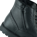 Black Officer  Brogue Motorcycle Boots