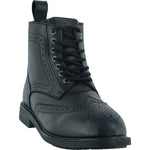 Black Officer  Brogue Motorcycle Boots