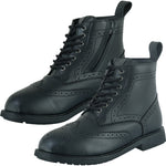 Black Officer  Brogue Motorcycle Boots