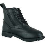 Black Officer  Brogue Motorcycle Boots