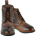 Black Officer  Brogue Motorcycle Boots