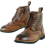 Black Officer  Brogue Motorcycle Boots