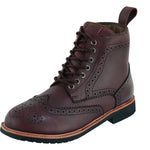 Black Officer  Brogue Motorcycle Boots