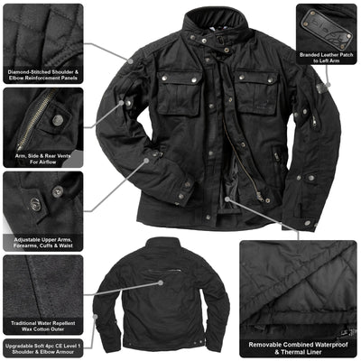 Black Pendle Wax Motorcycle Jacket