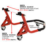 Black Pro Range Dolly Front (B5400) & Rear (B5401) Paddock Stand With L-Cup Adaptors