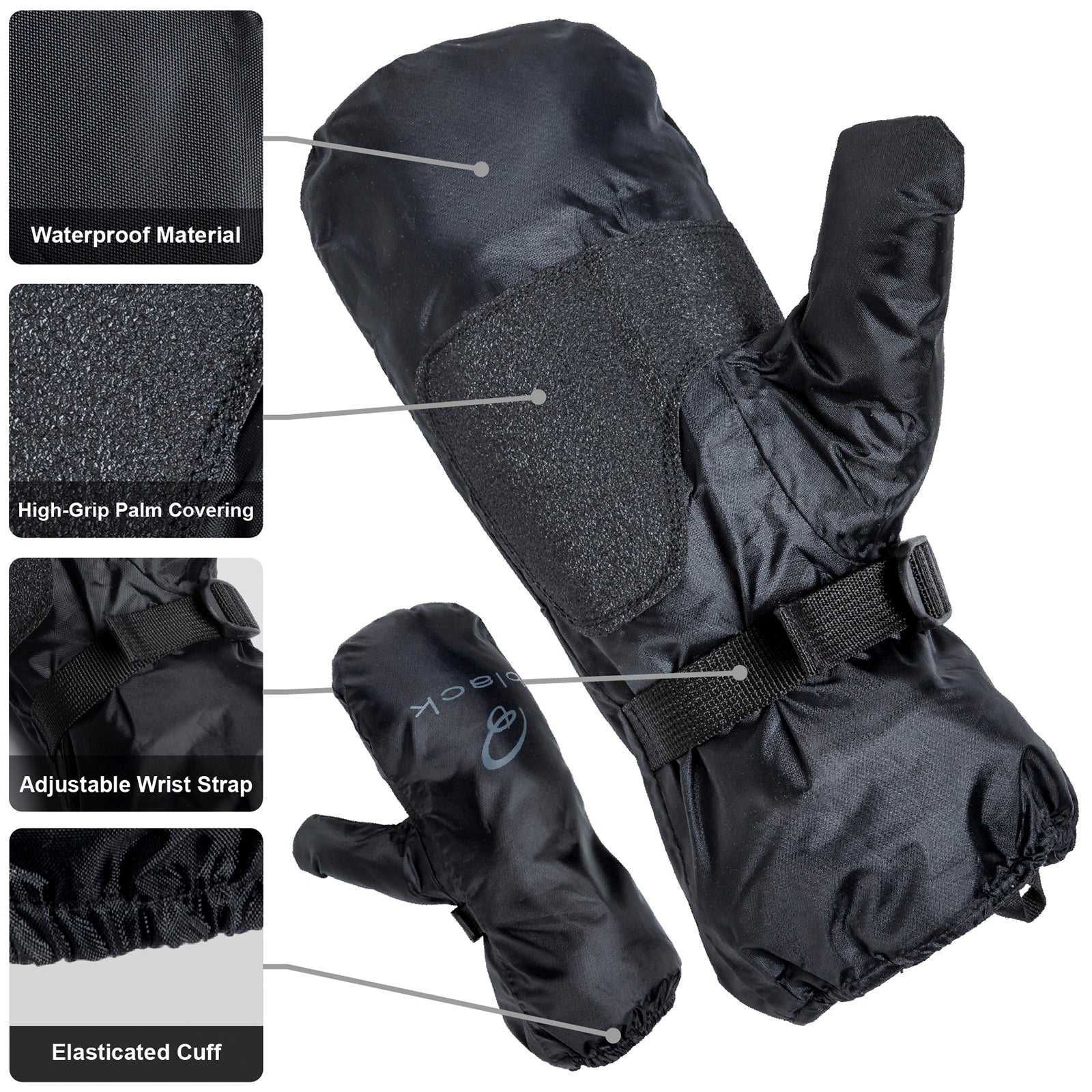 Black Waterproof Motorcycle Over Gloves Ghostbikes