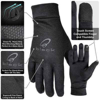 Black Windproof Base Layer Gloves